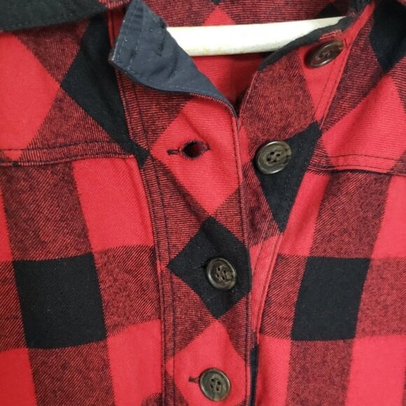 Super soft J. Crew cotton and wool red and black plaid shacket - Picture 2 of 4